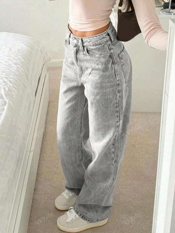 Amazon European and American Style Cross-Border 2025 Spring New Versatile Drapey Lazy Straight Loose High-Waisted Wide-Leg Pants