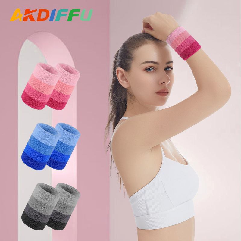 Picture of New sweat-absorbent towel wristband breathable sweat-wiping wristband basketball badminton sports colorful high elastic Sports wristband