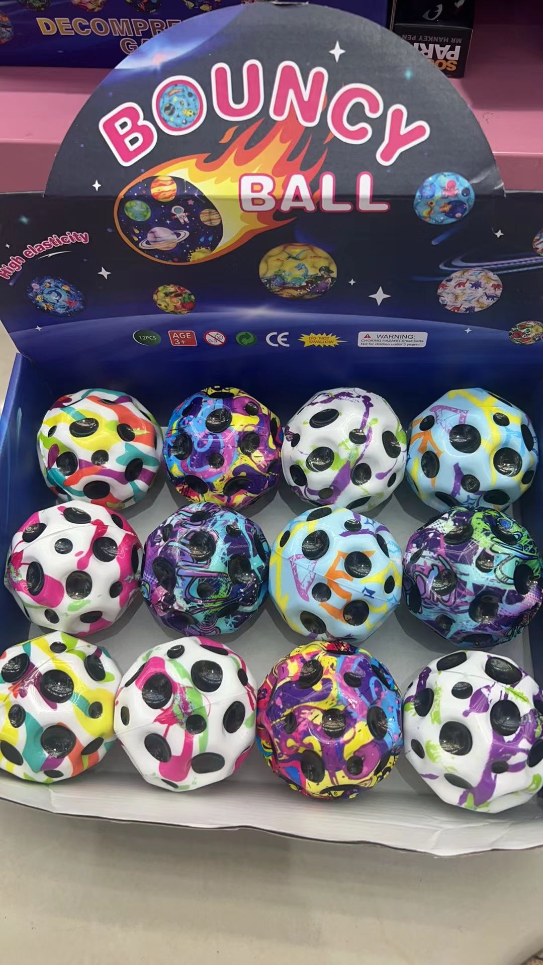 Picture of 70mm Elastic Ball Toy Pinball Outdoor Sports High Elastic Decompression Vent Moon Stone Ball Bouncing Ball Boys and Girls