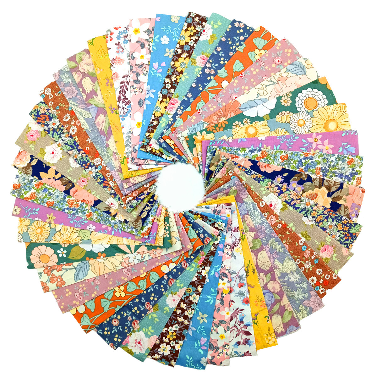 Cross-border new multi-color cotton fabric jelly roll cotton small clear floral long quilted stitching process fabric