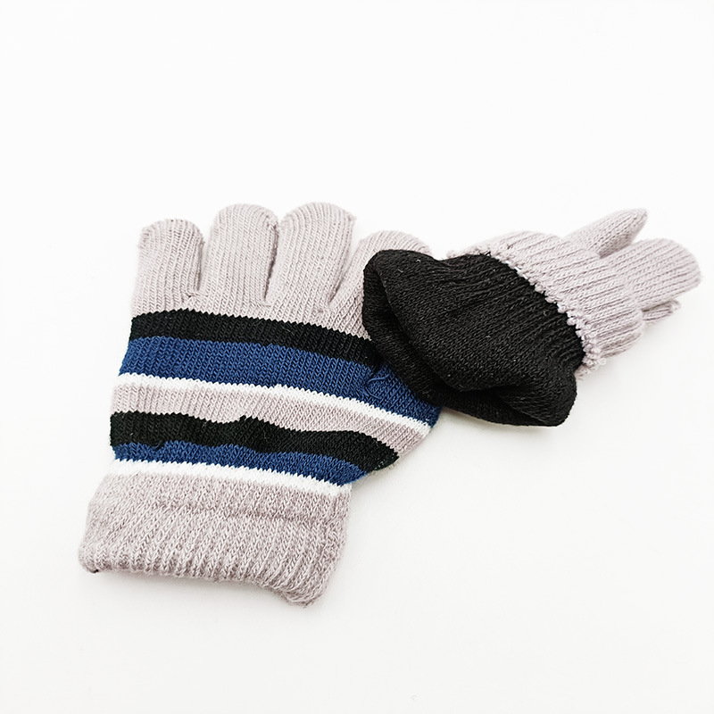 Picture of Cross-border e-commerce outdoor striped double-layer thick new warm gloves children's children manufacturers small batch of autumn and winter Korean version