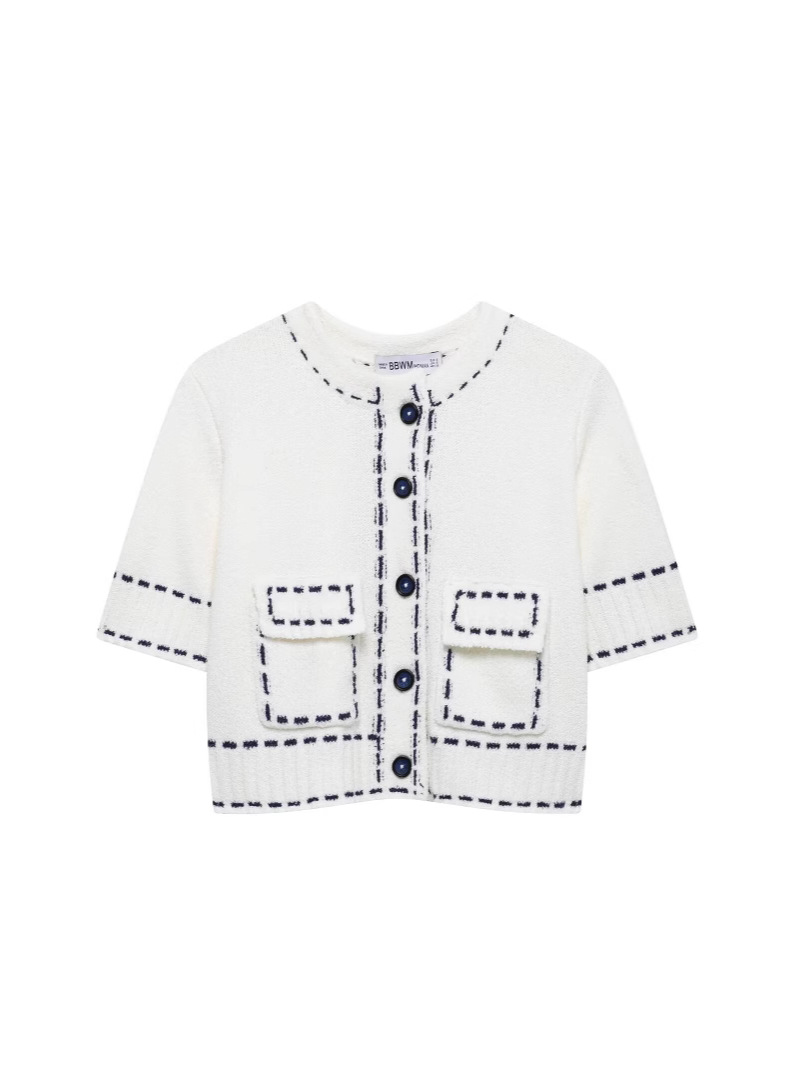 Cross-border European AliExpress Explosions Women's Foreign Trade Wholesale ZR in stock Seizure Short Sleeve Knitted Cardigan Short Coat Women