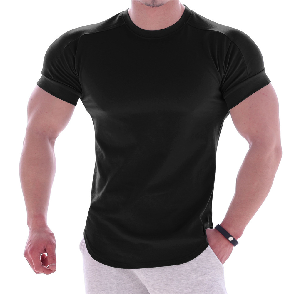Picture of Muscle Cross-border Light Board Sports Fitness Short-sleeved T-shirt Men's Brothers Round Neck Elastic Training Exercise Tight Clothes