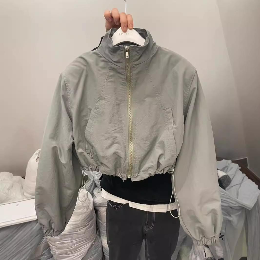 Niche Design Sense Vertical Collar Sun Protection Clothing Women's Summer Thin Drawstring Zipper Cardigan Long Sleeve Short Sports Jacket