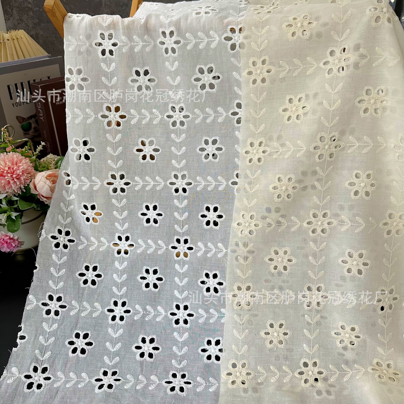 New 9088 cotton hollow lace embroidery fabric clothing shirt tablecloth cotton perforated water-soluble electroembroidery fabric