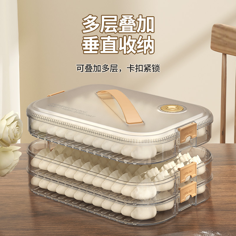 Large Capacity Dumpling Box Sealed Plastic Wonton Dumpling Quick-Frozen Box Household Food Grade Refrigerator Freezing Storage Box