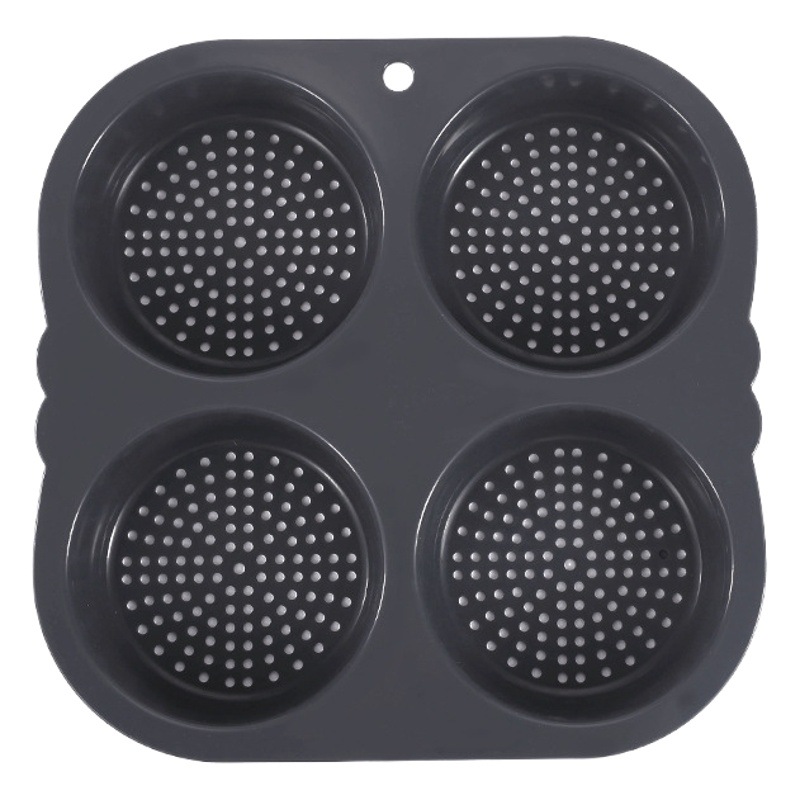 Cross-Border New Four-Hole Hamburger Mold Non-Stick Silicone Round High Temperature Resistant Household Toast Hamburger Mold