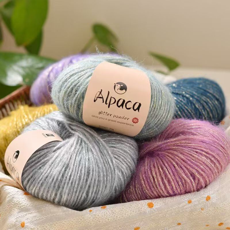 Glitter Silk Mohair Xinghe Section Dyed Wool Knit Rainbow Scarf DIY Sweater Wool Hat Shawl