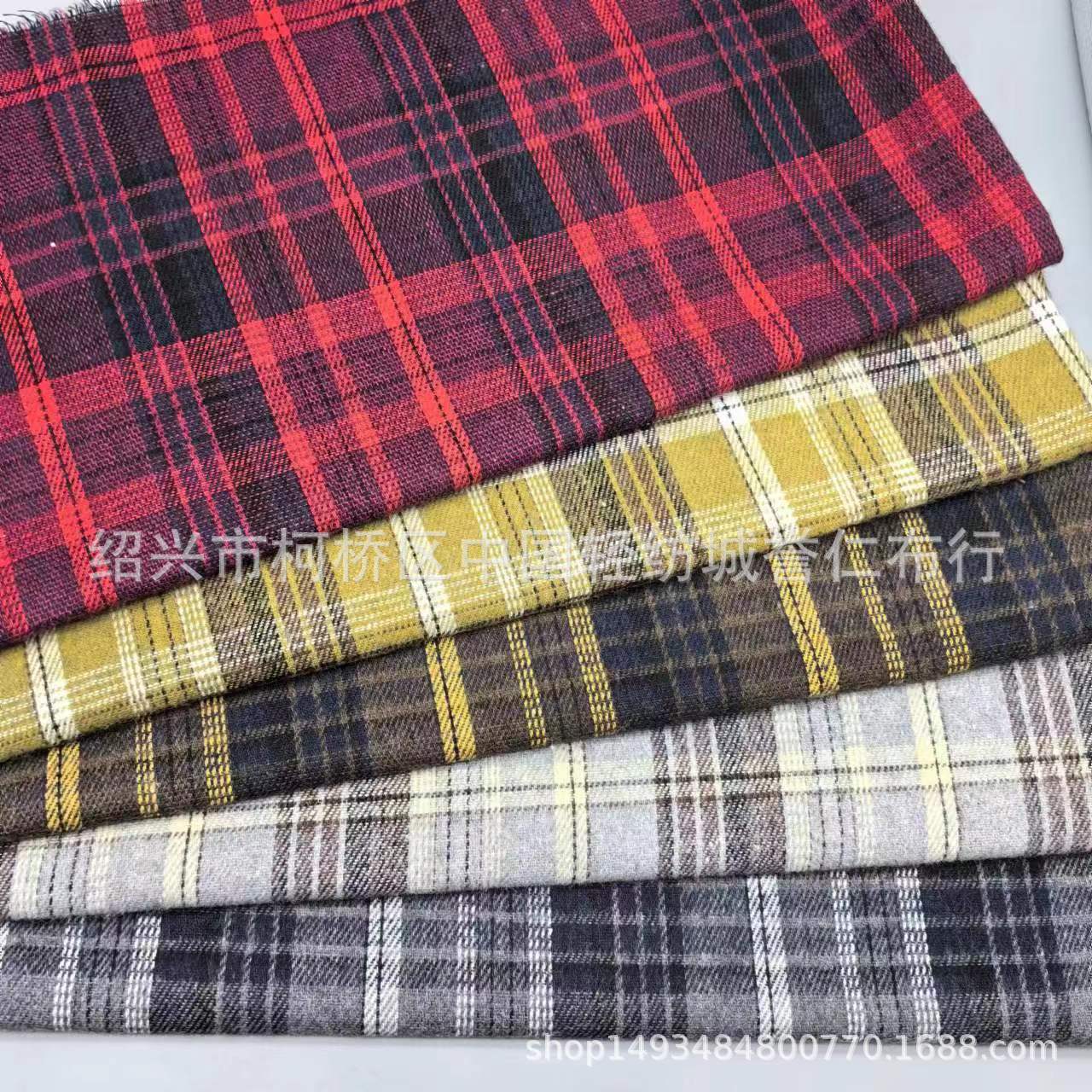 New Polyester-cotton Brushed Plaid Twill Shirt Jacket Men's Plaid Clothing Fabric Decorative Shoes and Hats Luggage Cloth