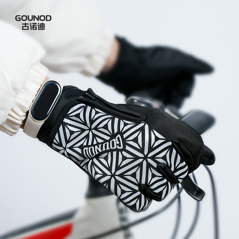 Sports Cycling Gloves Autumn and Winter Fleece Warm Touch Screen Outdoor Mountaineering Gloves Full Finger Bicycle Equipment Gloves