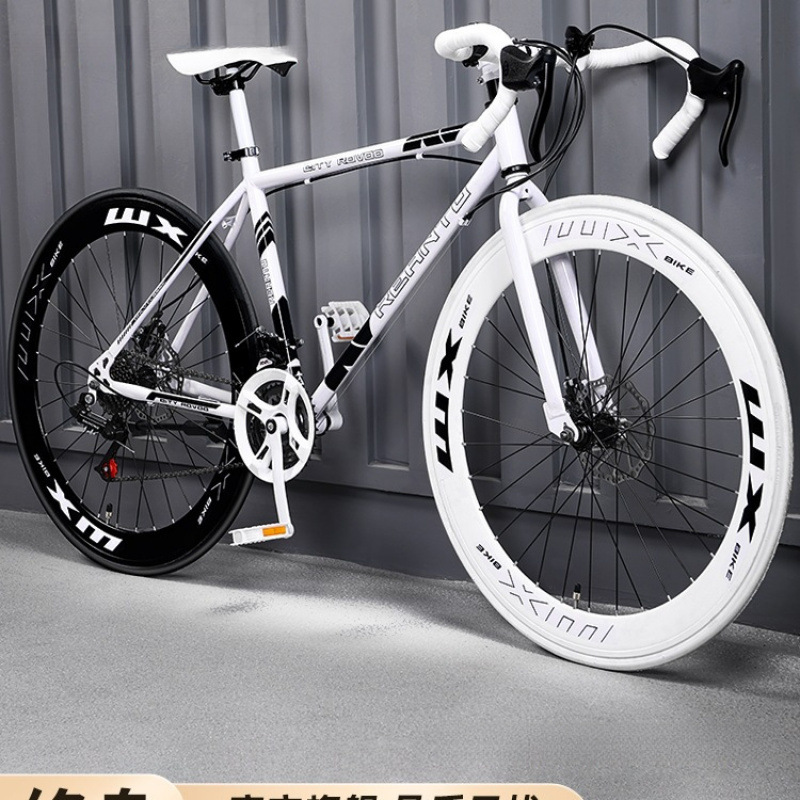 Variable speed dead flying bicycle road racing live flying adult student male and female solid tire Internet celebrity bend handle bicycle silk flower