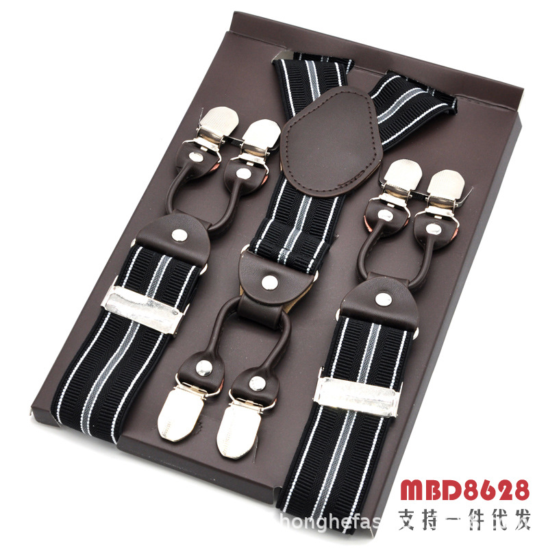 Picture of Cross-Border Supply Men's Suspenders Six-Clip Suspenders Elastic Adjustable Fat People Suspenders Men and Women Suspenders