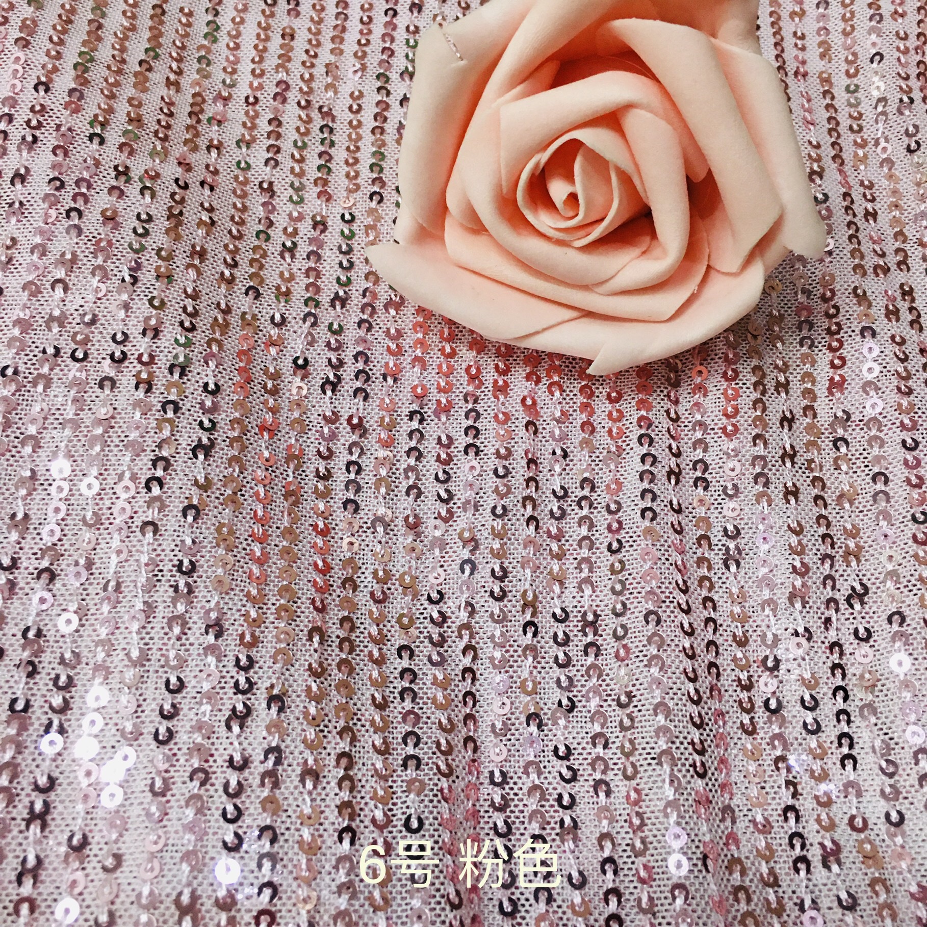 Picture of 3mm Straight Sequin Fabric Vertical Strip Stretch Mesh Bead Embroidered Cloth T-Table Dress Dress Wedding Dress Sequin Cloth