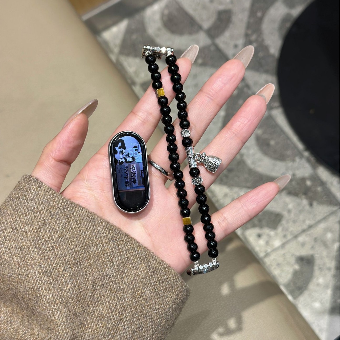 For Mi Band 9/8 Strap Money Bag Natural Stone Handstring Wristband 5/6/7NFC Edition 9pro Sport Strap