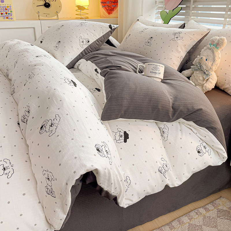Picture of Category a Maternal and Infant Grade Small Fresh Floral Xiaozhu Cotton Quilt Cover Single Piece Skin-Friendly Washed Cotton Thickeneded Quilt Cover Wholesale