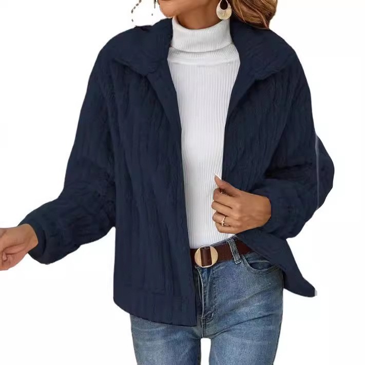 Picture of 2024 Cross-border New Fall/Winter Plush Cardigan Lapel Short Jacket