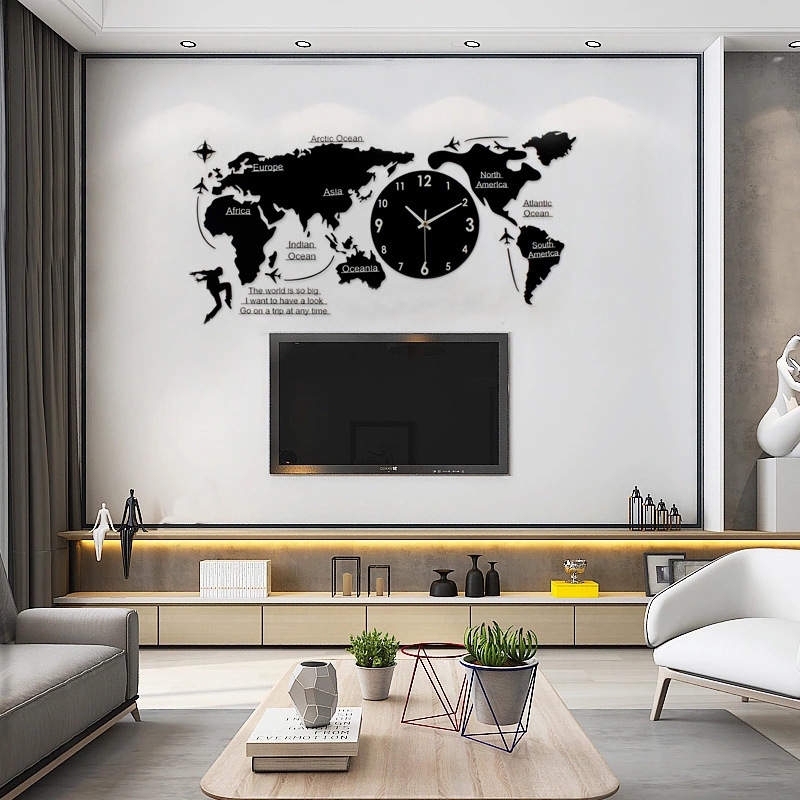Picture of Cross-Border Map European Clock Decorative Wall Clock Living Room Simple Modern Wall Art Fashion Home Atmospheric Clock