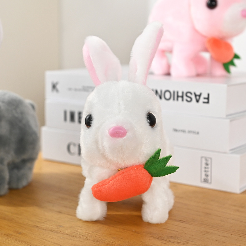 Picture of Plush electric small white rabbit simulation pet radish rabbit will run will call children play house girl pet toy