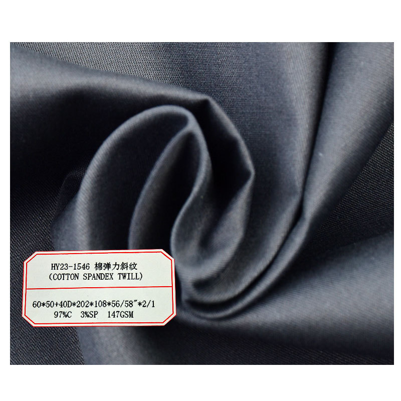 Twill cotton 60*50 + 40D cotton stretch twill cotton dyed spring and autumn fashion pants fabric