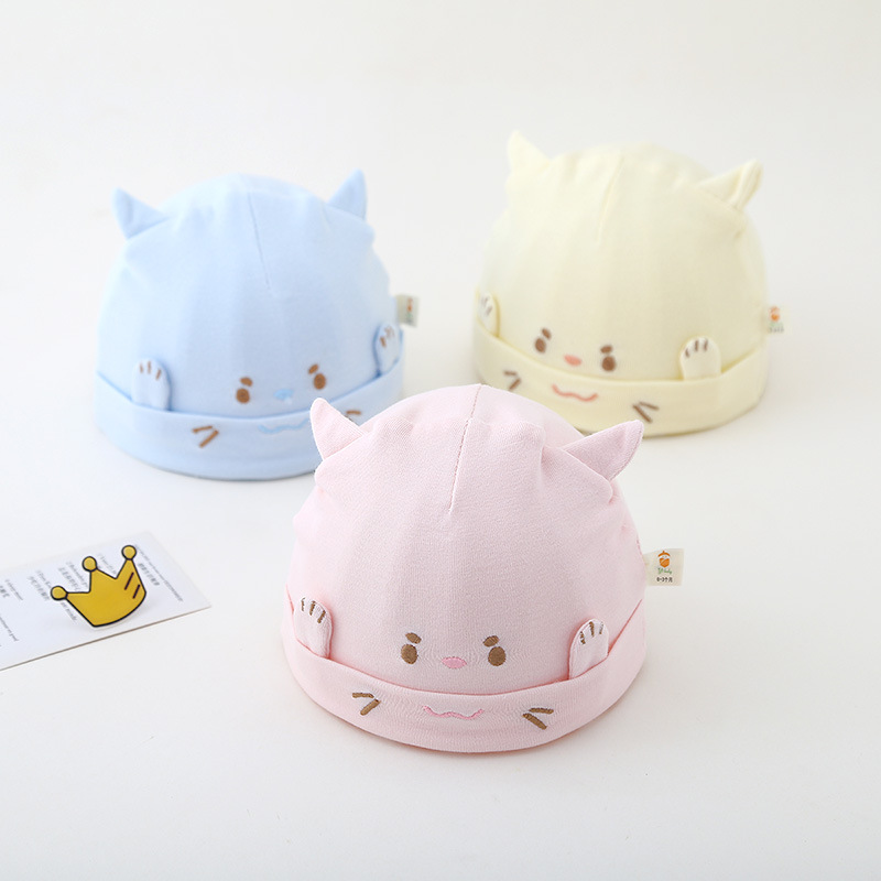Baby Hat Embroidered Cartoon Lucky Spring and Autumn New Fashion Boys and Girls Baby Breathable Children's Pullover Cap