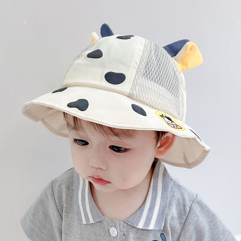 Baby Hat Spring and Summer Korean-style Sunshade Basin Hat for Boys and Girls Cute Cow Super Cute Breathable Net Fisherman Hat