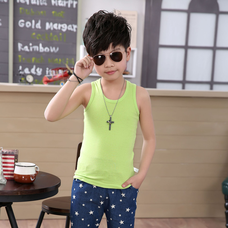 Picture of Children's Cotton Boys' I-shaped Hurdle Girls' Small Camisole Underwear Summer Girls' Undershirt