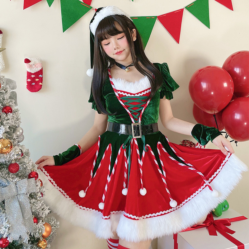 Christmas costume adult female Christmas tree role play costume funny dress up costume Santa Claus Christmas dress
