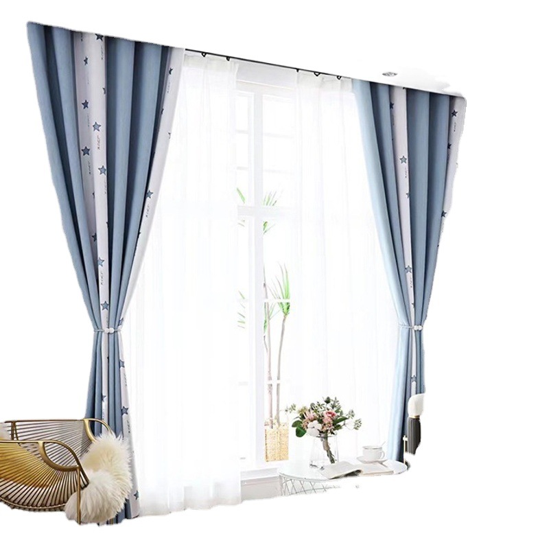 Bay Window Curtain Children's Room Full Shading Girl Pink Princess Style Bedroom Finished Jacquard Seamless Stitching Curtain Fabric