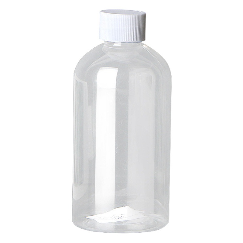 Manufacturer in Stock 200/250/500 transparent small mouth round liquid sub-bottle with lid chunky plastic bottle