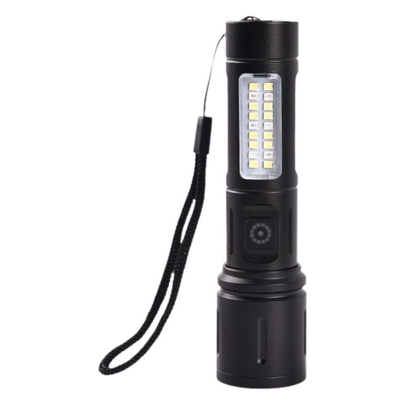 Cross-border led flashlight rechargeable long-range portable household mini portable COB side lamp aluminum alloy
