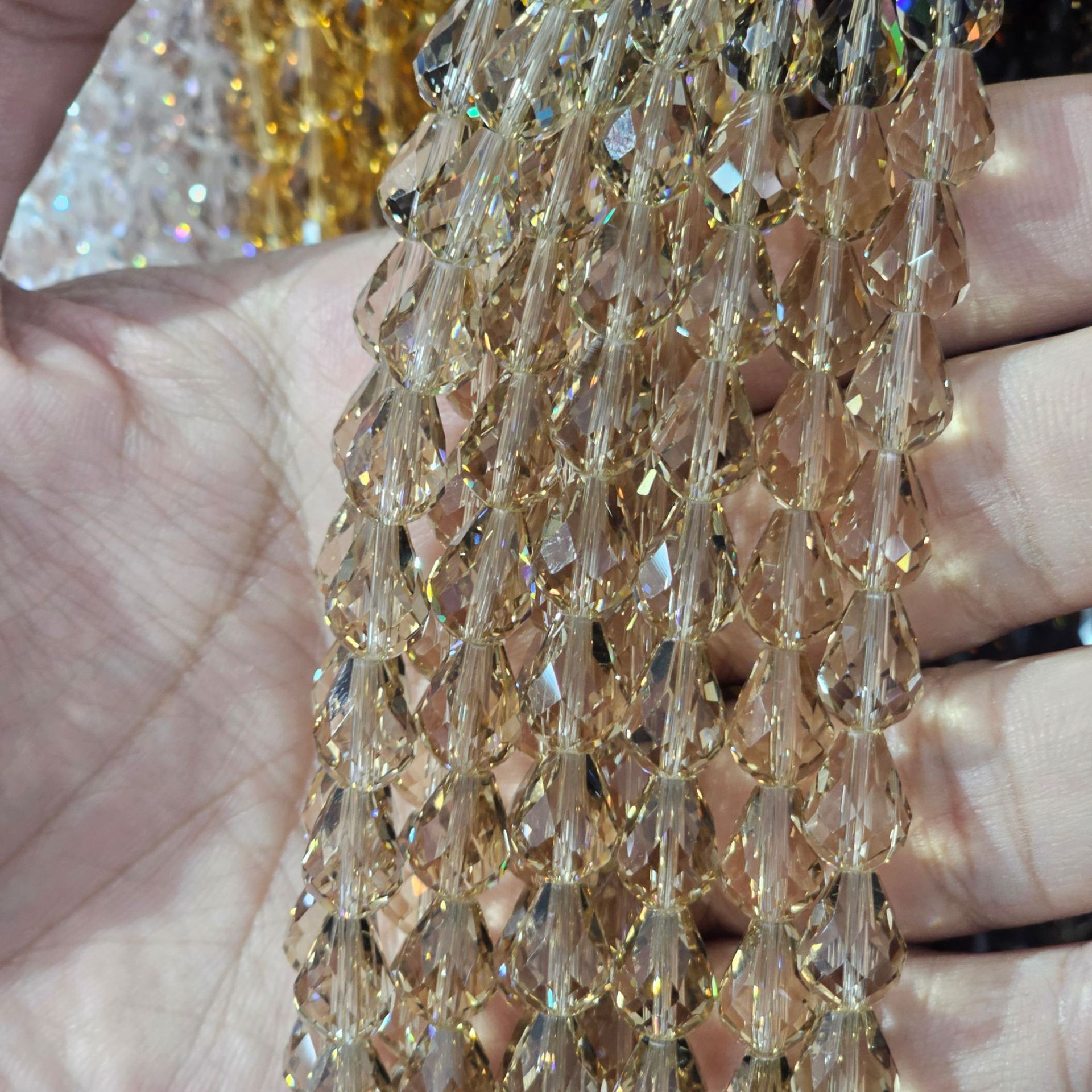 Picture of K9 Crystal through hole water drop cut surface dripping loose beads DIY handmade accessories beaded mobile phone chain bracelet hairpin
