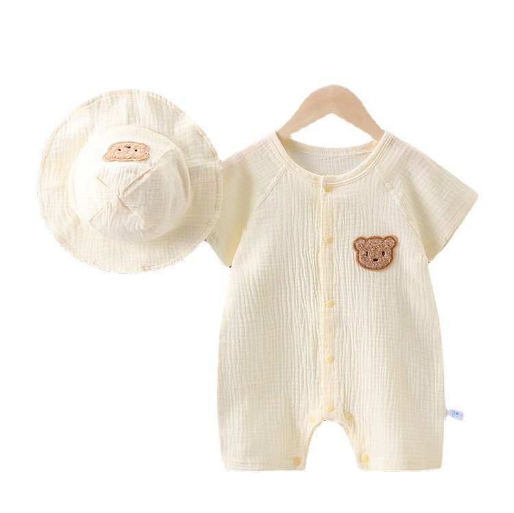 Picture of Baby Summer Thin Clothes Gauze Pure Cotton Jumpsuit Baby Short-sleeved Hare Clothes for Boys and Girls Baby Climbing Clothes for Going Out