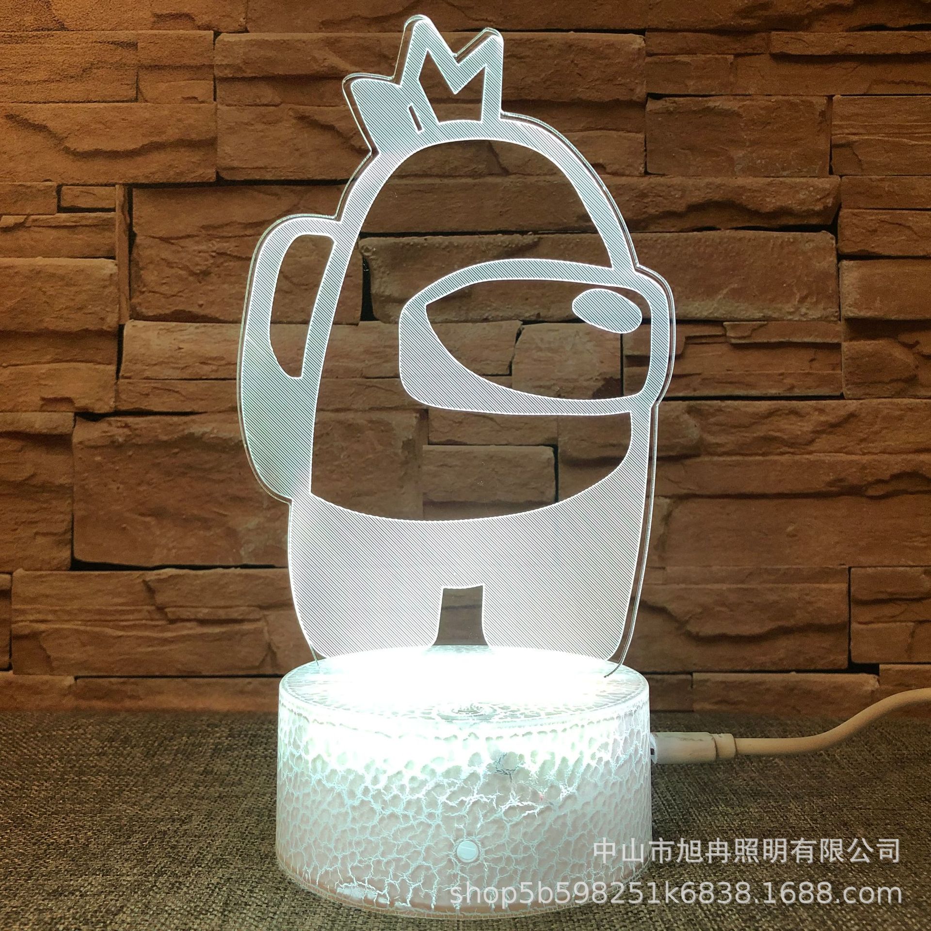 Picture of 3D night light among us crack colorful remote control 16 color gift lamp bedside lamp table lamp