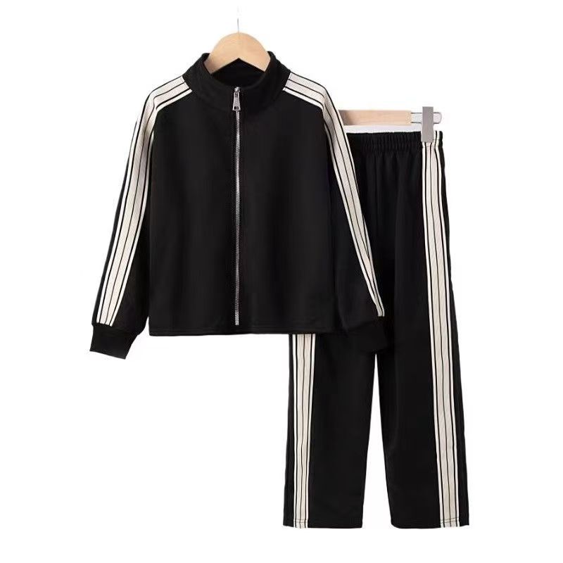 Girls Pull Black suit 2024 Autumn New Children's Long Sleeve Trousers Two-Piece Sportswear South Korea Children's Wear