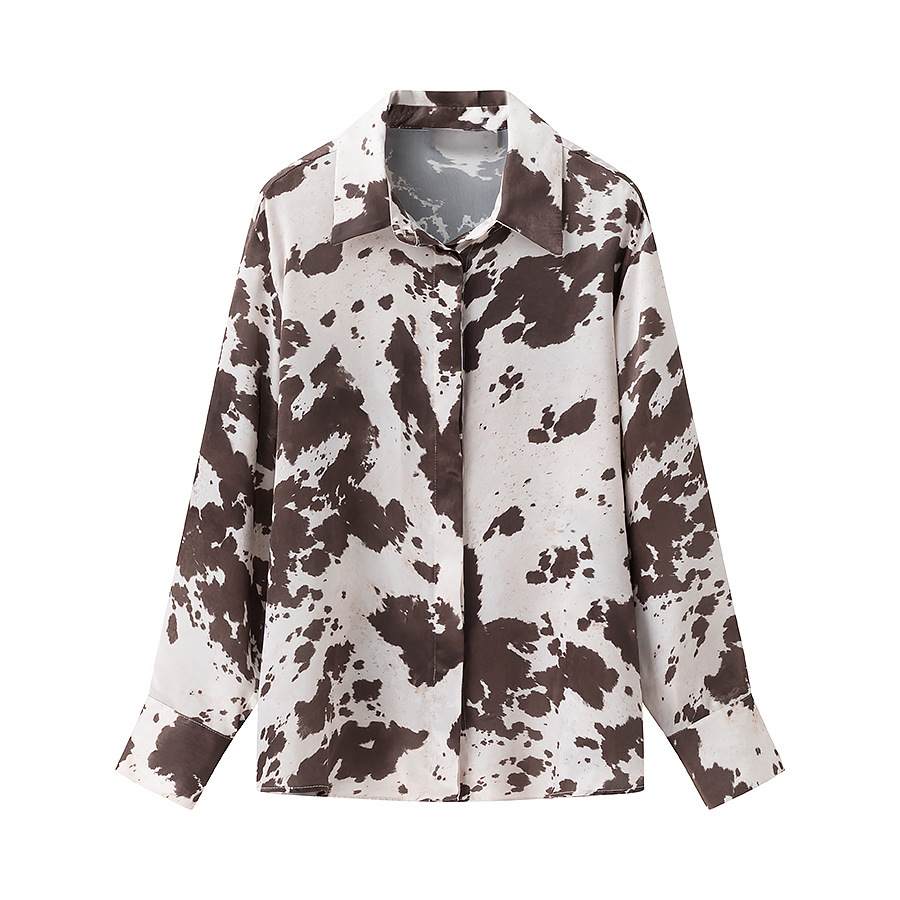 Picture of ZR foreign trade wholesale European and American style women's new animal print silk satin shirt skirt 2235108 2191108