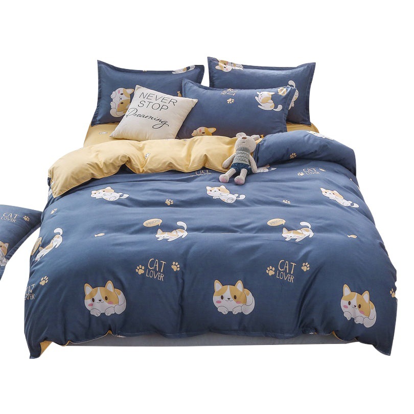 Factory wholesale student dormitory bed sheet three-piece brushed full set quilt cover four-piece set staff bedding six-piece set