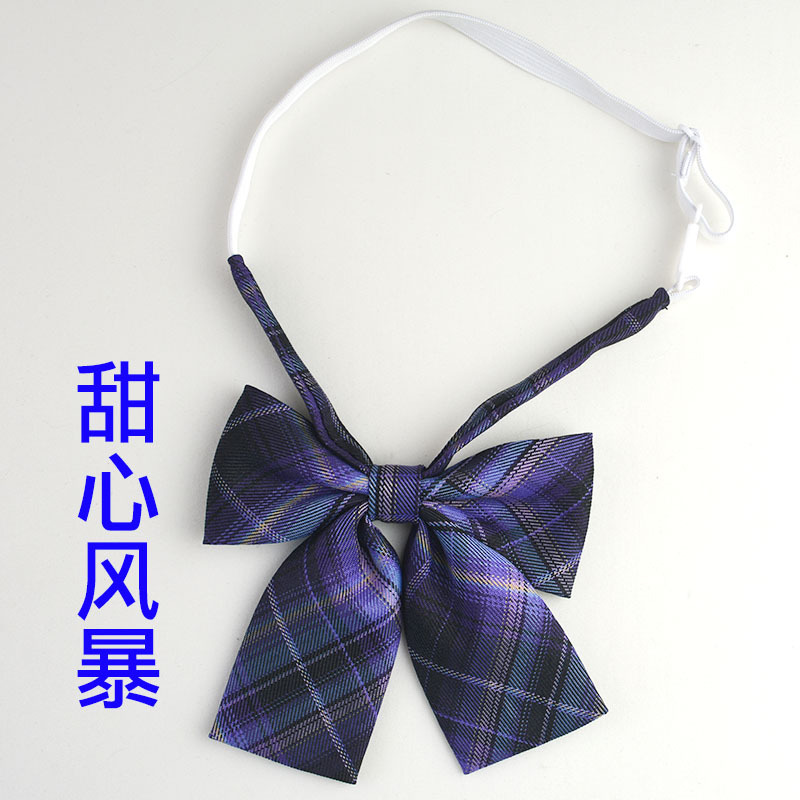 Picture of Hot-selling College Style Oka Pear Field Soot Black Bow Plaid Flat Horn JK Collar Bow Tie Shirt Accessories