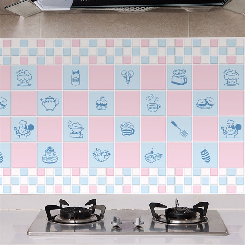 Picture of Wholesale kitchen oil-proof stickers self-adhesive wall stickers bathroom renovation milk tea shop waterproof high temperature resistant stove wallpaper porcelain