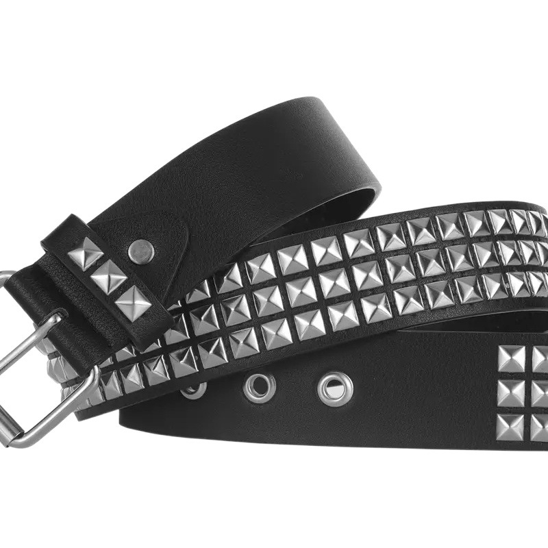 Hot Girl Belt ins Style Retro Stylish Black Punk Belt Decorative Jeans Rivets Versatile Same Style for Men and Women