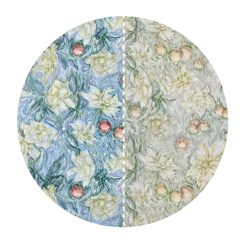 Picture of Digital Printing Cotton Monet Oil Painting Flower and Fruit Printing Fabric 40 Cotton Children's Clothing Bag DIY Handmade Fabric