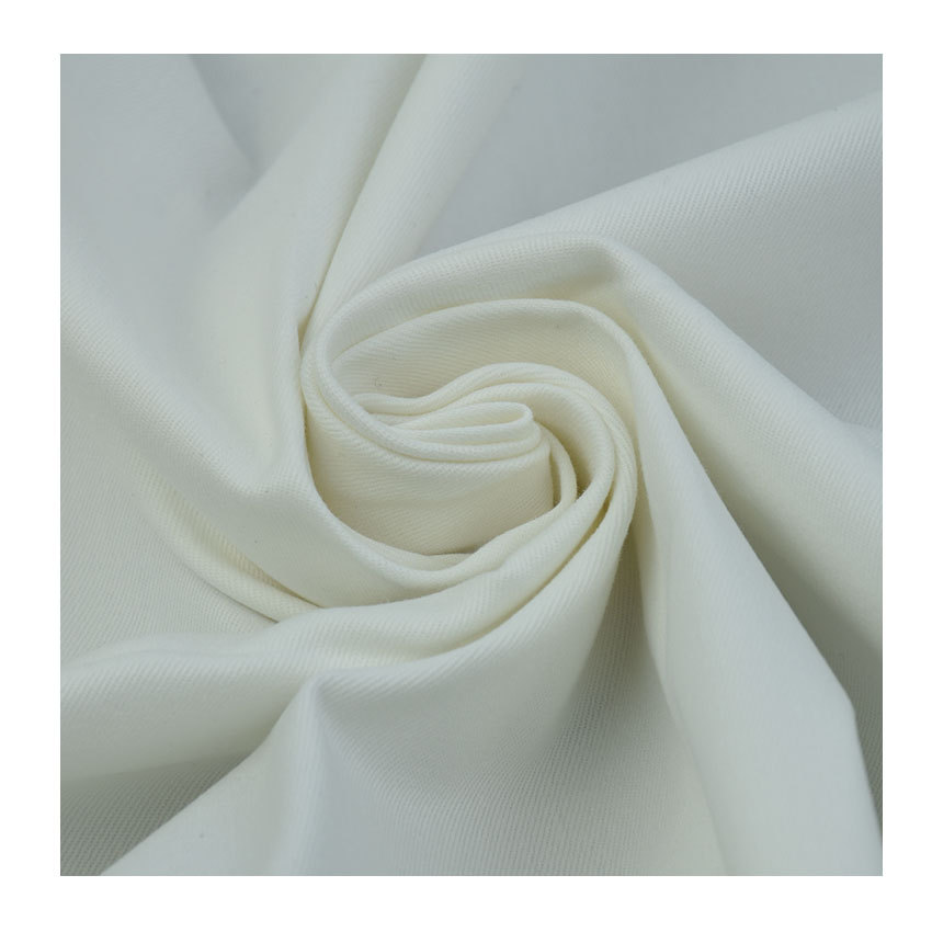 TC elastic twill cotton polyester twill stretch white trousers material for work clothes fabric interwoven high elastic cloth