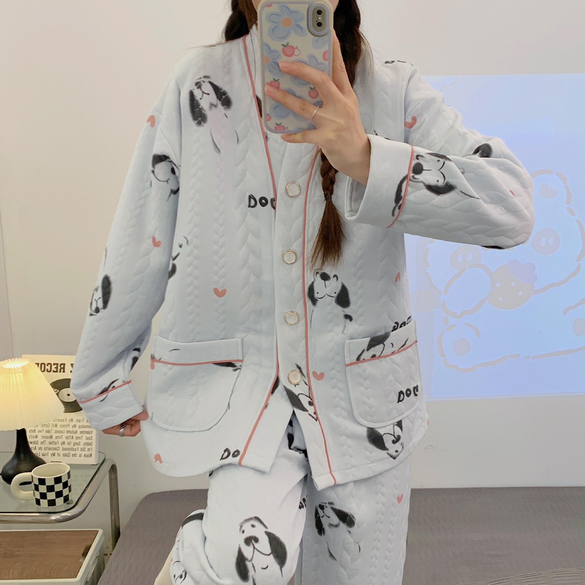Picture of Autumn and winter air cotton monthly clothing for pregnant women waiting for delivery period spring and autumn pajamas prenatal and postnatal nursing home clothing for pregnant women