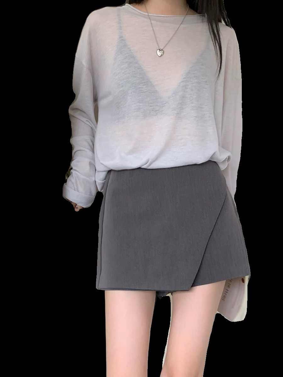 Picture of A word irregular casual shorts children's summer 2024 new fashion temperament bag hip slim hot girl pants skirt