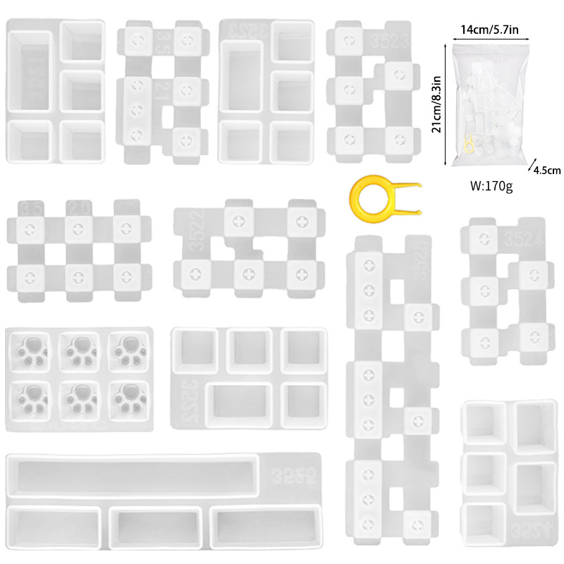 Picture of diy drop key cap mold diy personality mechanical keyboard silicone mold transparent cute cat claw key cap mold
