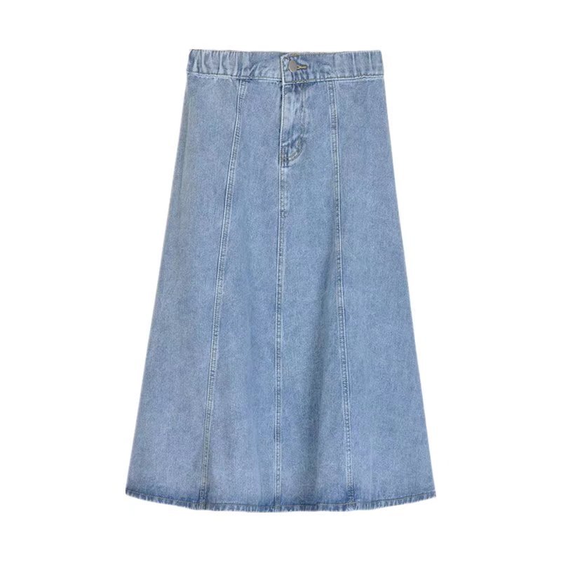 Picture of 2025 New Summer and Autumn Denim Skirt A-Line Mid-Length Half-Length Over-The-Knee Fashionable Loose Slimming Look Skirt with Large Hem
