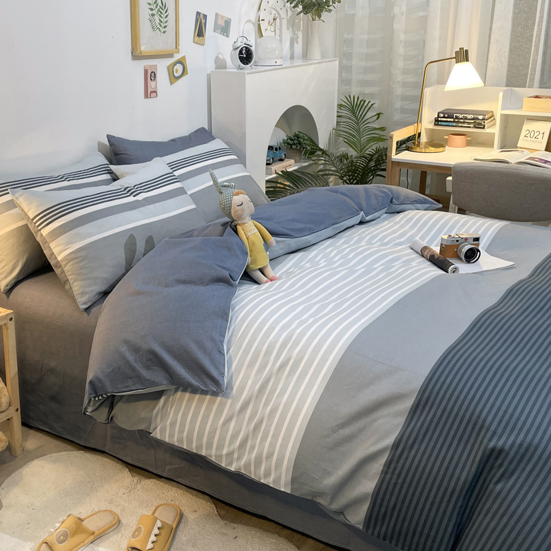 Picture of Nantong bed four-piece cotton sheet Nordic style 100 cotton four-piece set three-piece set Wholesale