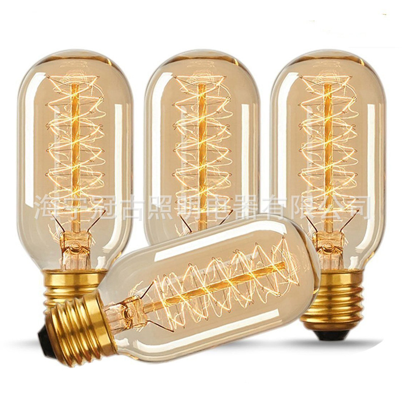 Amazon for T45 Edison bulb 40W spiral retro tungsten lamp 120V220V