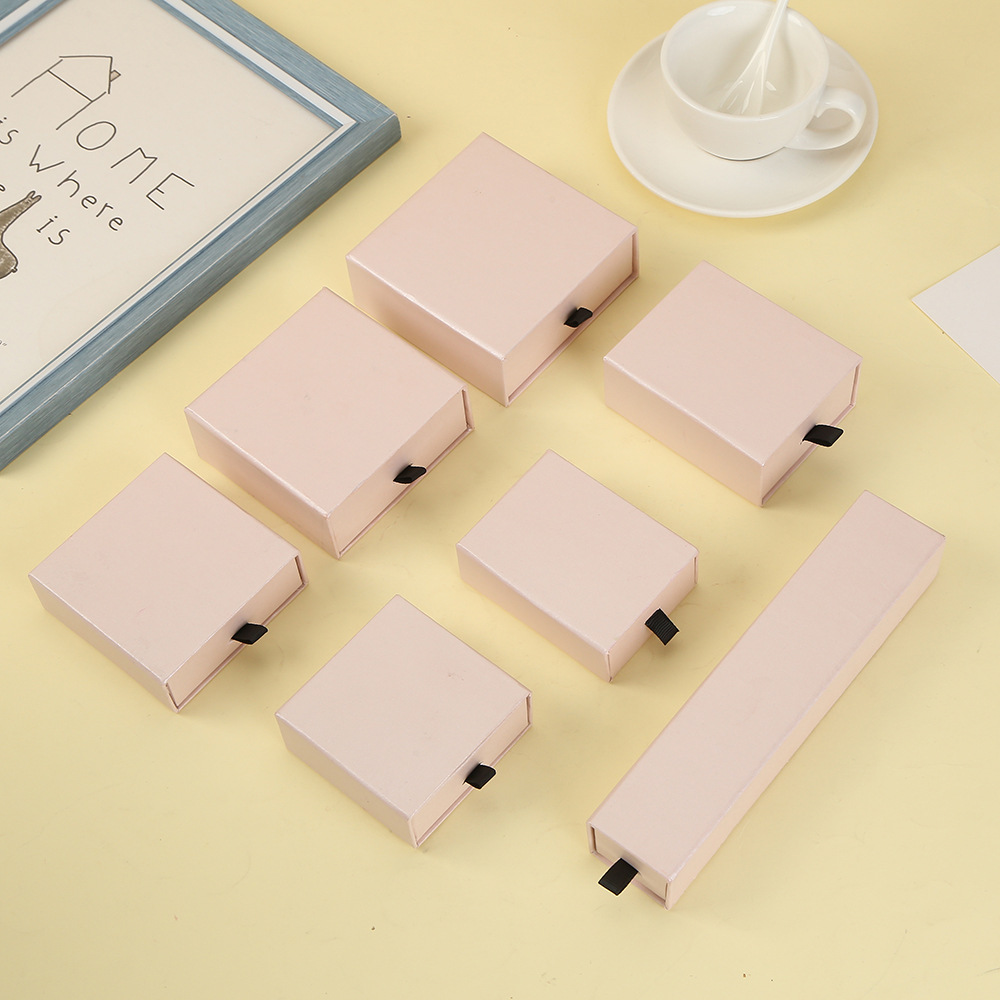 in stock Jewelry Jewelry Packaging Box Jewelry Box Pull-out Necklace Ear Nail Box Gift Box Exquisite Storage Box Jewelry