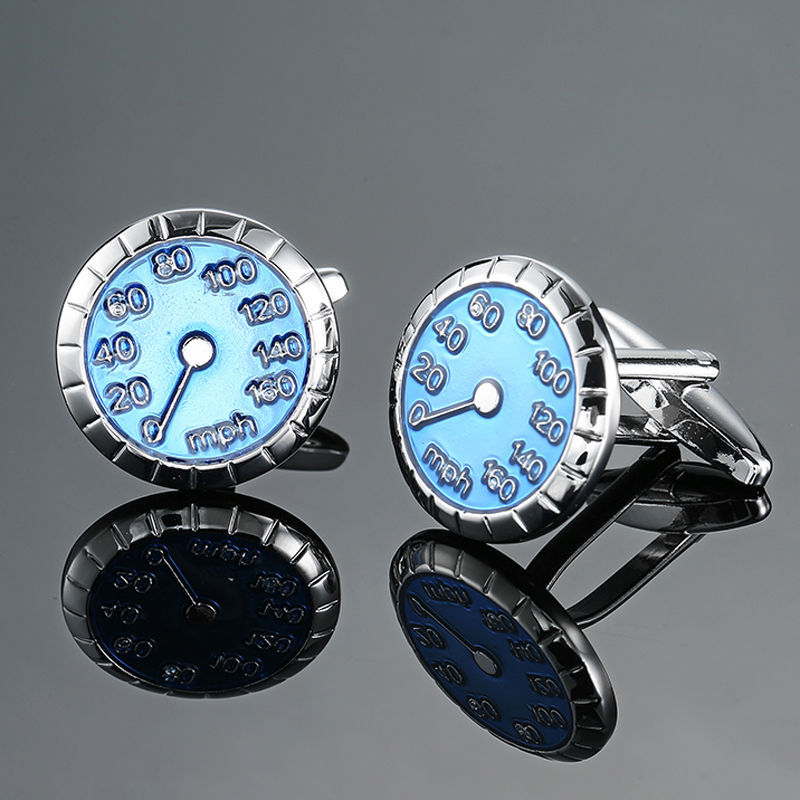 Picture of Glamour Jewelry Men's French Shirt Cufflinks Wholesale Blue Series Enamel Crystal Vintage Pattern Cufflinks