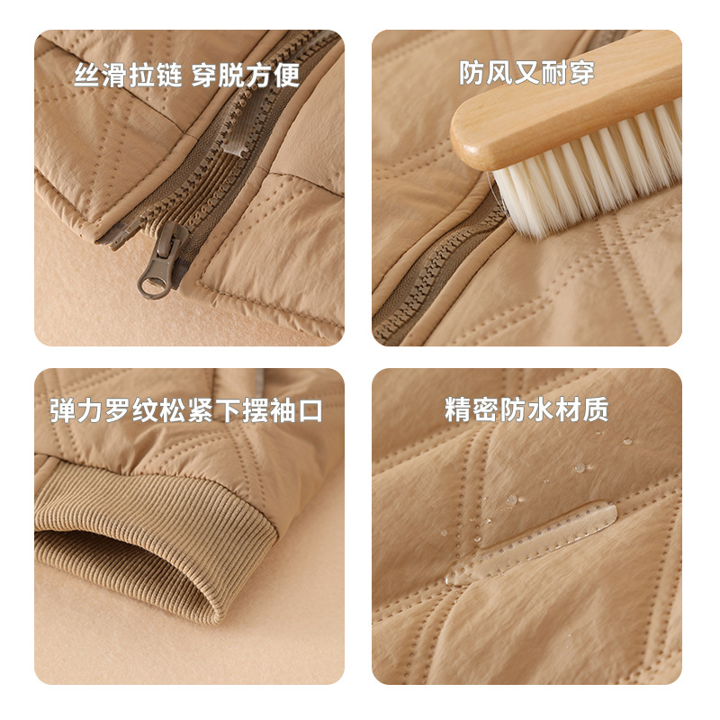 Picture of Children's Cotton-padded Coat Thickened School Uniform Artifact Boys' Cotton-padded Coat Three-layer Girls' Wool Outer Wear Top Winter Silk Cotton-padded Coat